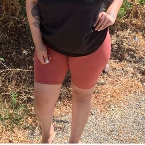 Coral high waist biker shorts